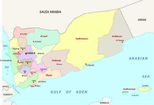 Map of the regions of Yemen