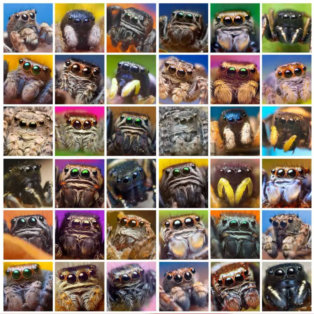 Collage of jumping spiders