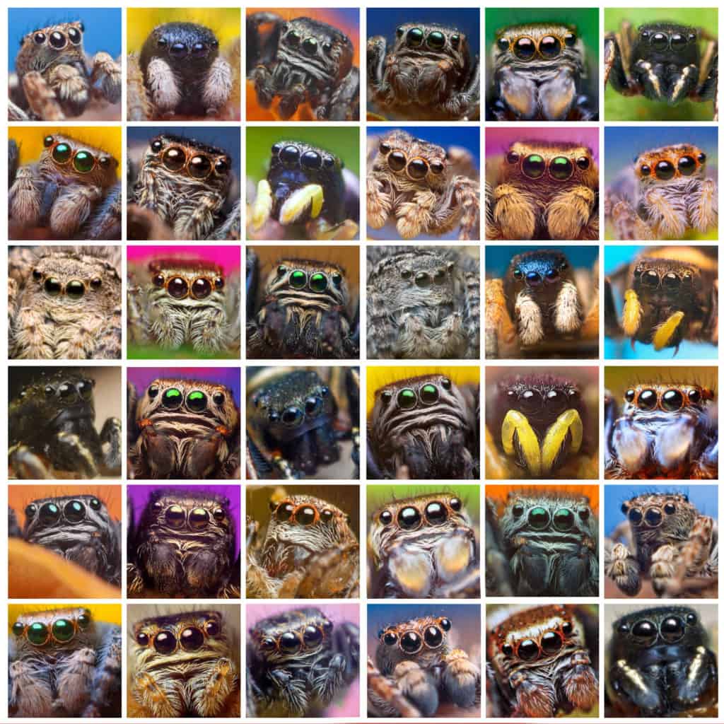 Collage of jumping spiders